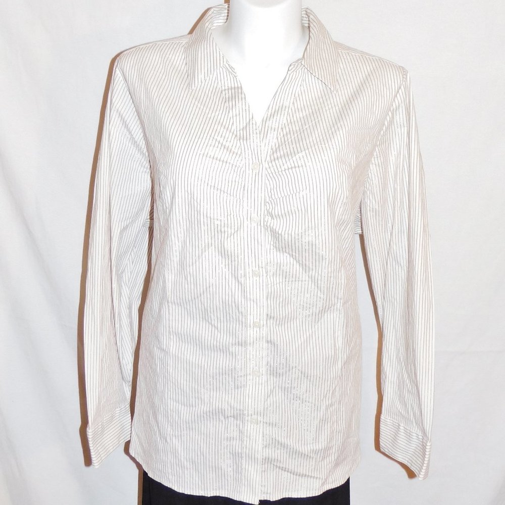 28 28W Lane Bryant White Copper Stripe Top NWOT